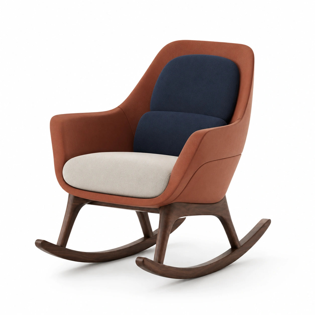 Mecedora de Madera con Tapizado en Poliéster Multicolor