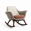 Silla mecedora de madera con tapizado de poliéster Beige y Marrón