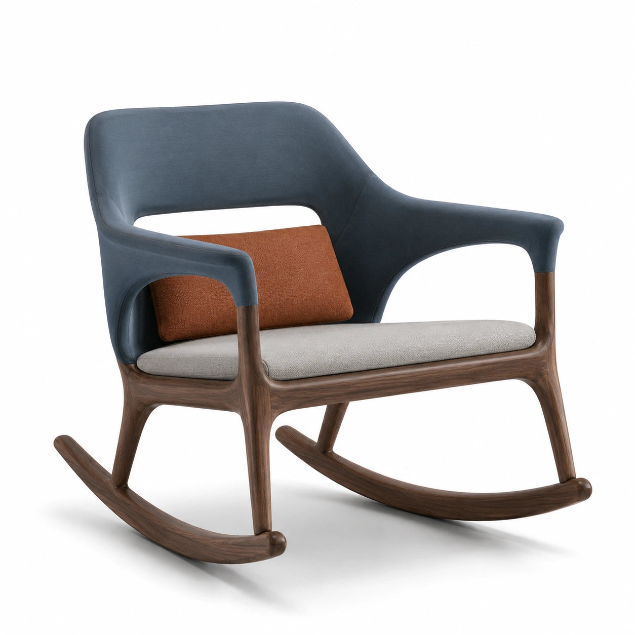 Mecedora de Madera con Asiento de Tela