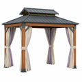 Pérgola de Madera y Metal con Cortinas de Poliéster