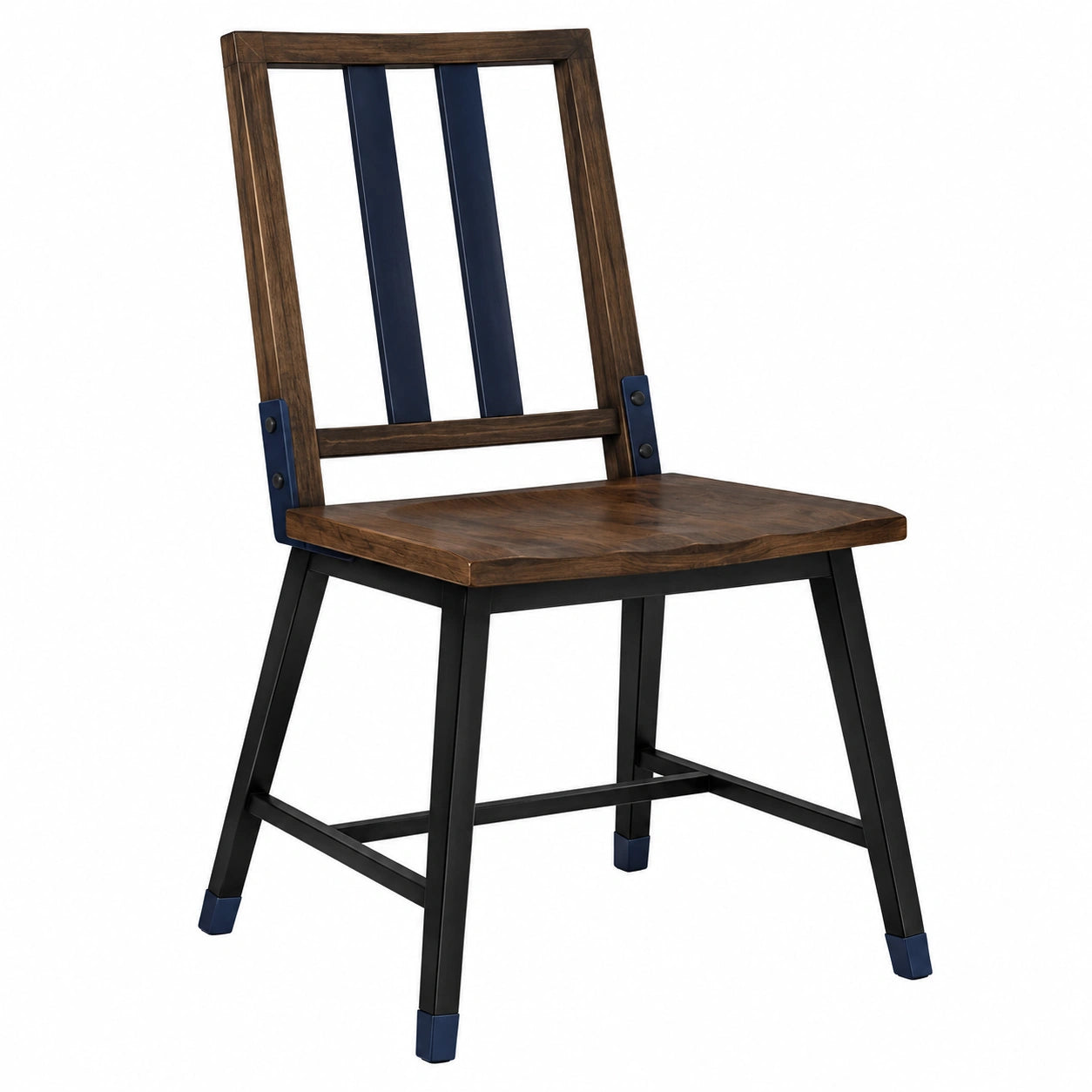 Silla de Madera y Metal con Acabado en Marrón y Negro