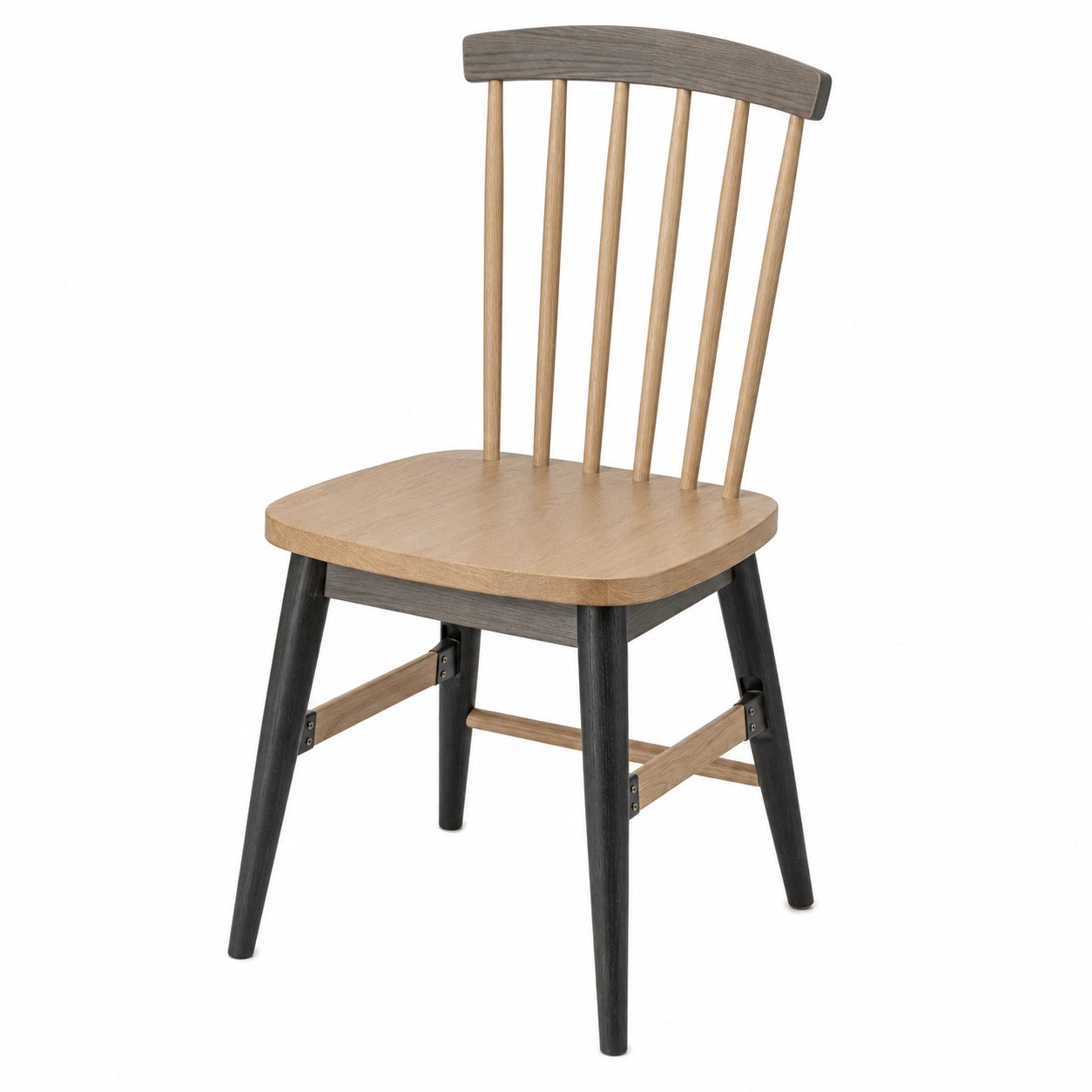 Silla de Madera con Respaldo y Patas Grises