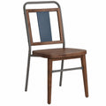 Silla de Madera y Metal con Respaldo Azul