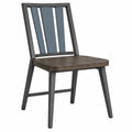 Silla de Metal con Respaldo Azul y Asiento de Madera 53x50x85 cm