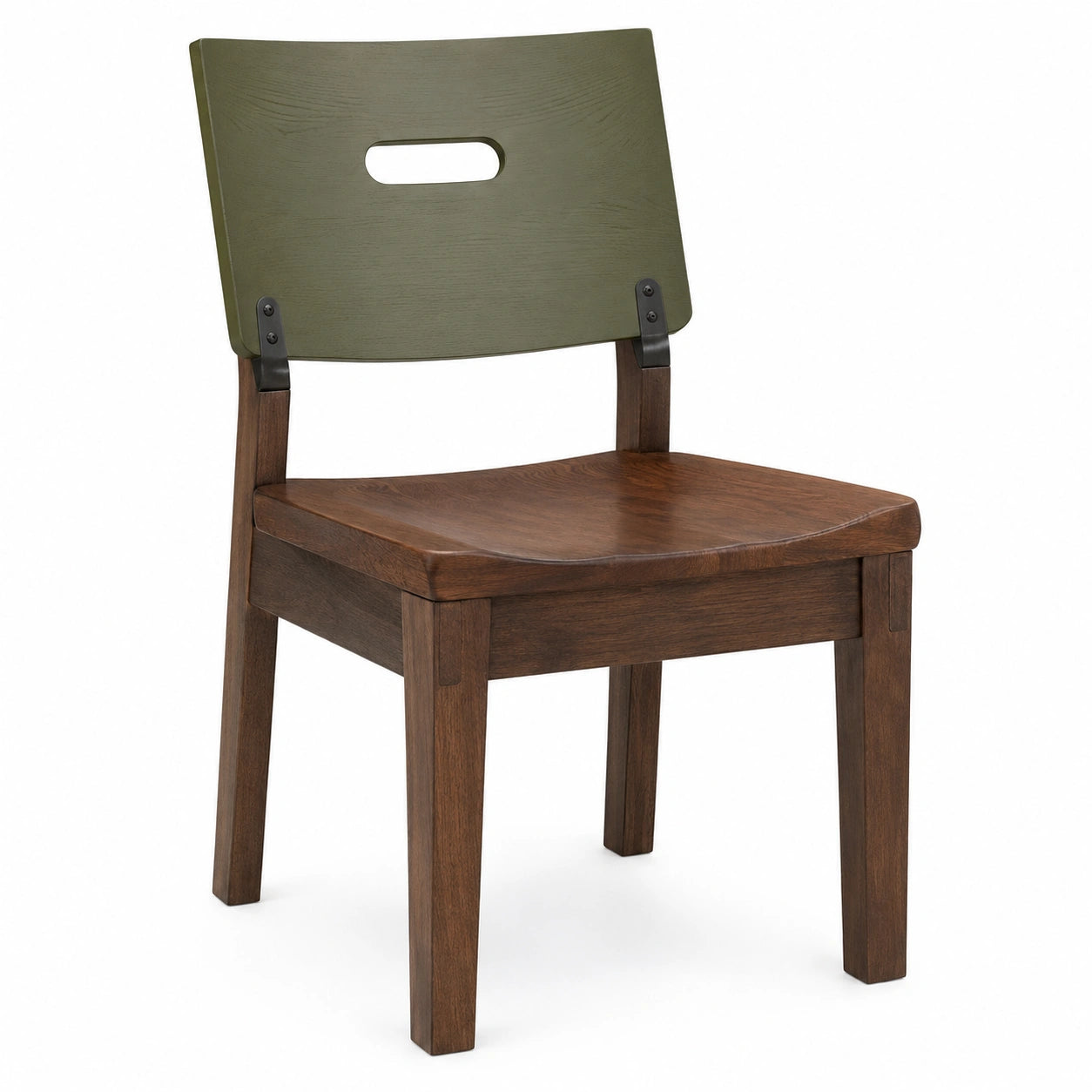 Silla de madera con respaldo verde