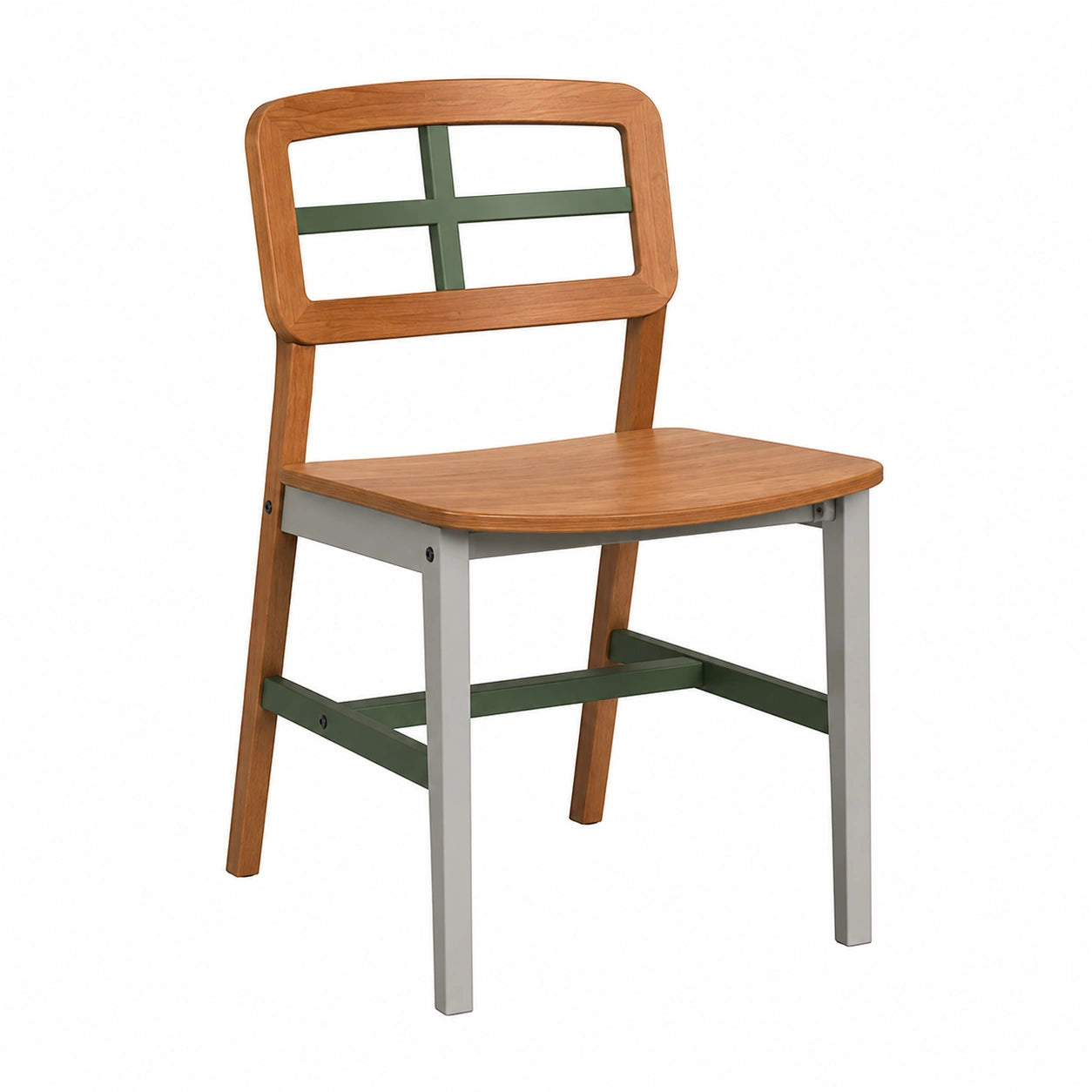 Silla de Madera de Roble y Metal con Respaldo Cruzado 45x50x88 cm