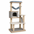 Árbol Rascador para Gatos de Madera con Hamaca y Casa Acolchada