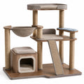 Árbol para Gatos de Madera y Sisal con Almohadillas de Tela
