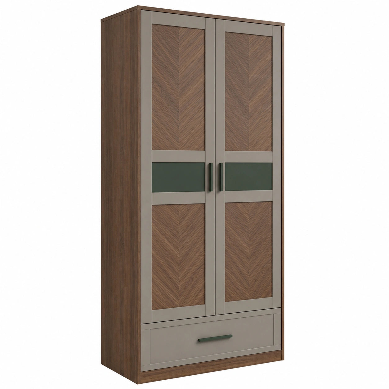 Armario de Madera Contrachapada Marrón y Gris con Puertas y Cajón 180x80x50 cm
