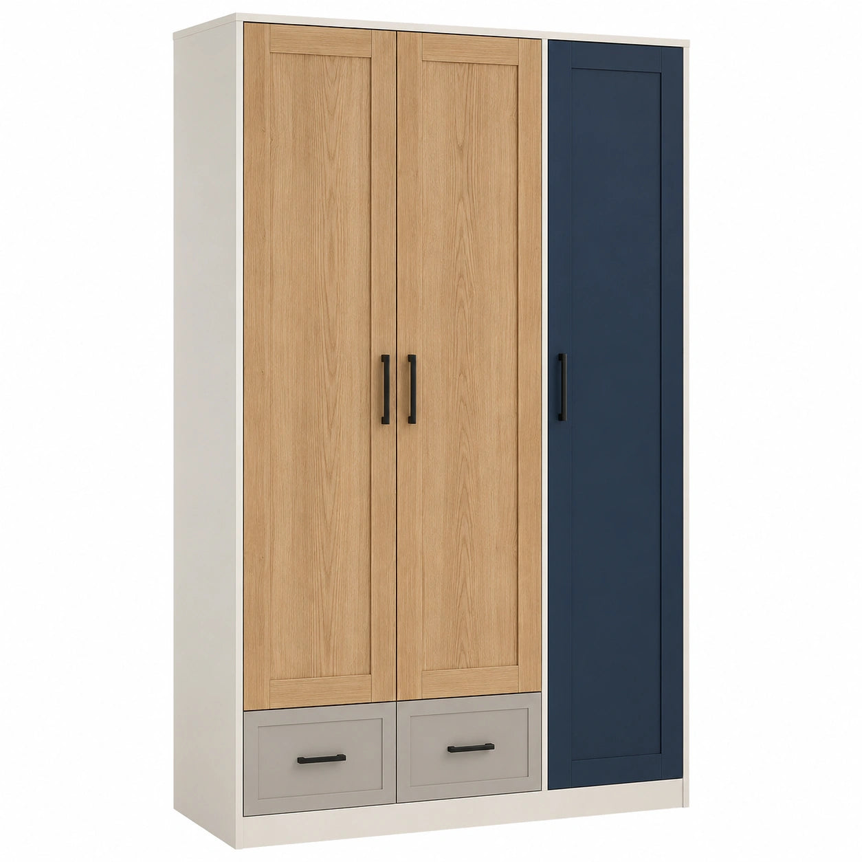 Armario de Madera y Metal con 3 Puertas y Cajones
