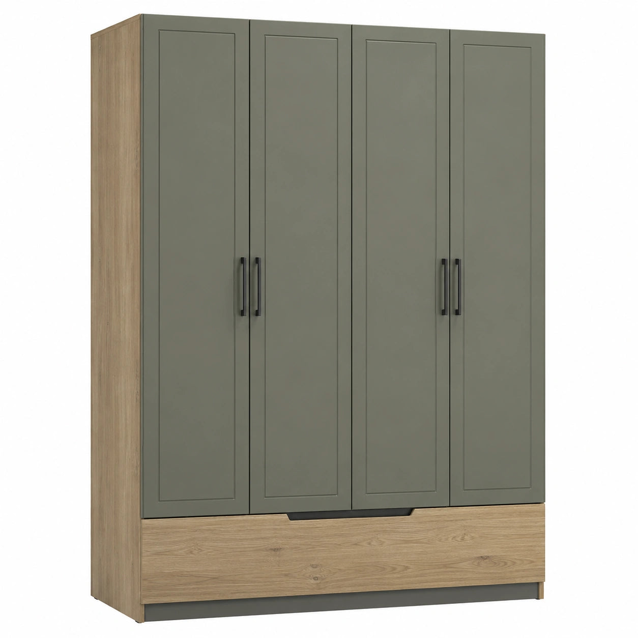 Armario de MDF con 4 Puertas en Roble y Gris 200x180x50 cm
