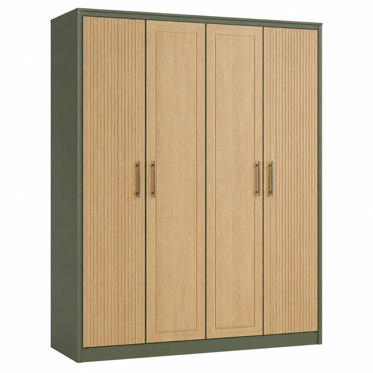 Armario de 4 Puertas de Madera de Roble y Verde