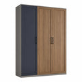 Guardarrope de Madera y Melamina Marrón/Azul con 3 Puertas