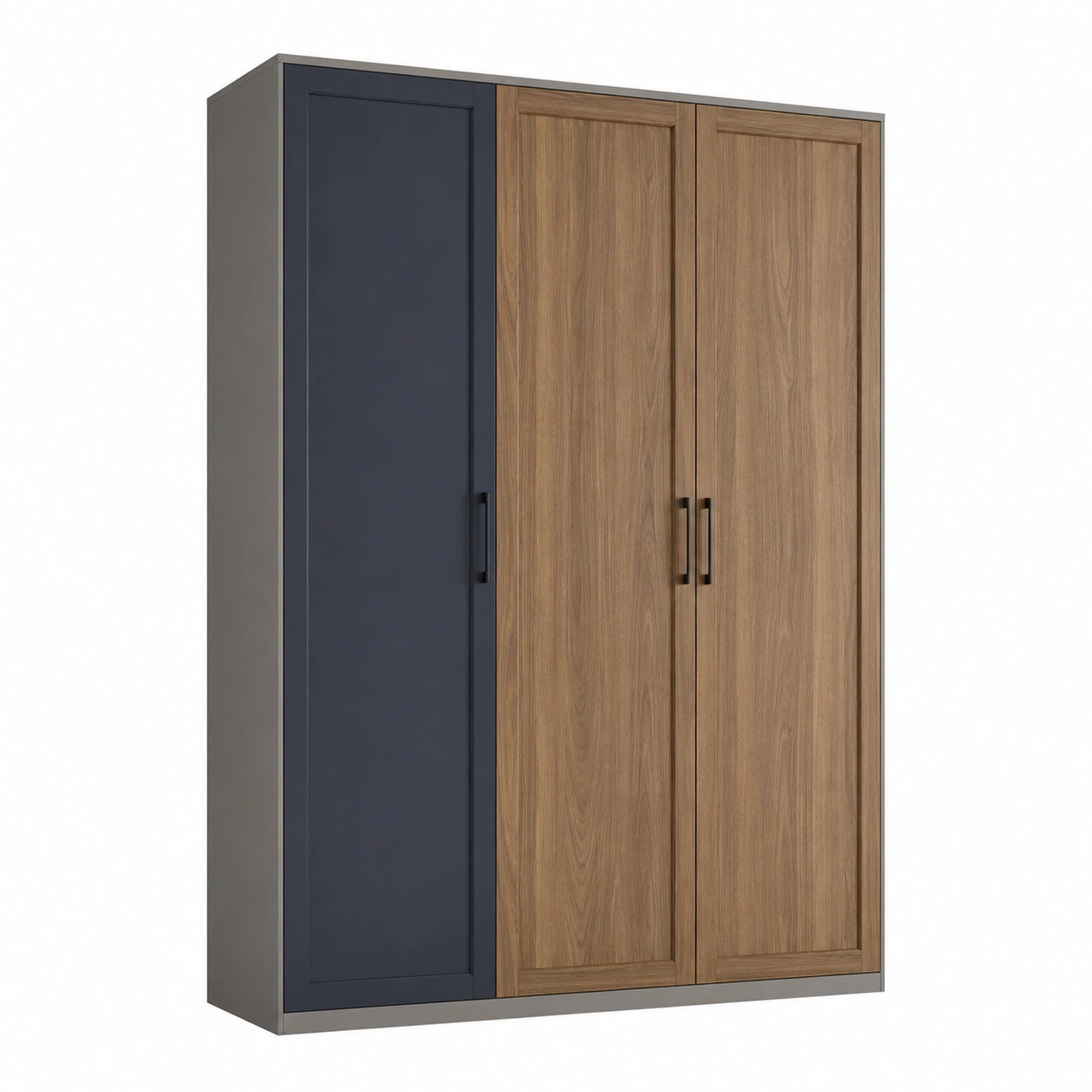 Guardarrope de Madera y Melamina Marrón/Azul con 3 Puertas