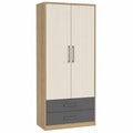 Armario de Madera con Puertas y Cajones Beige y Gris