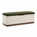 Banco de almacenamiento de madera y tela verde 110x40x45 cm
