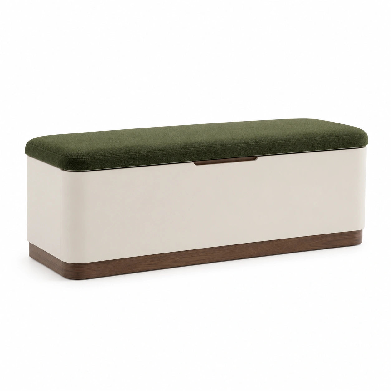 Banco de almacenamiento de madera y tela verde 110x40x45 cm