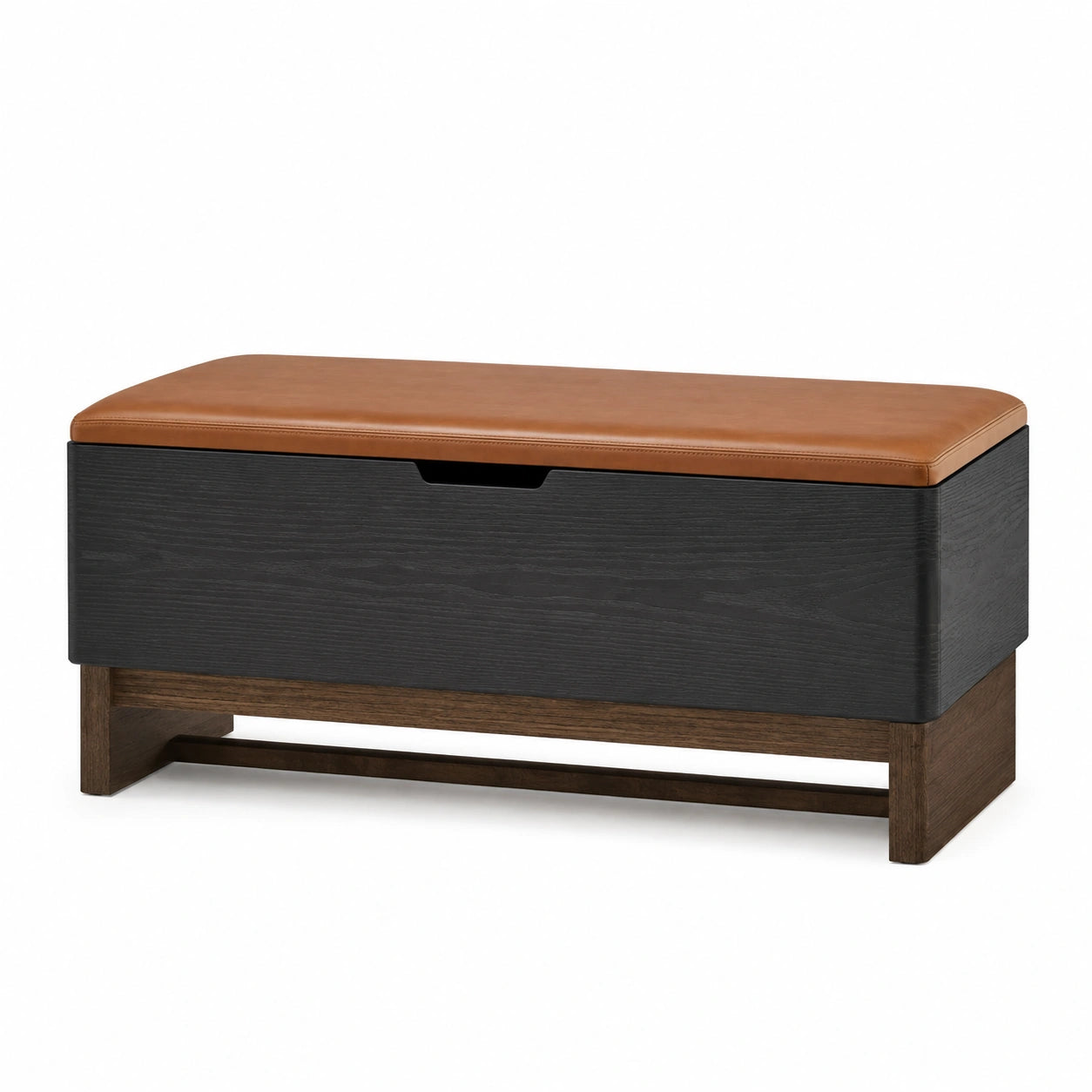 Banco de almacenamiento de madera y PU marrón 100x40x45cm