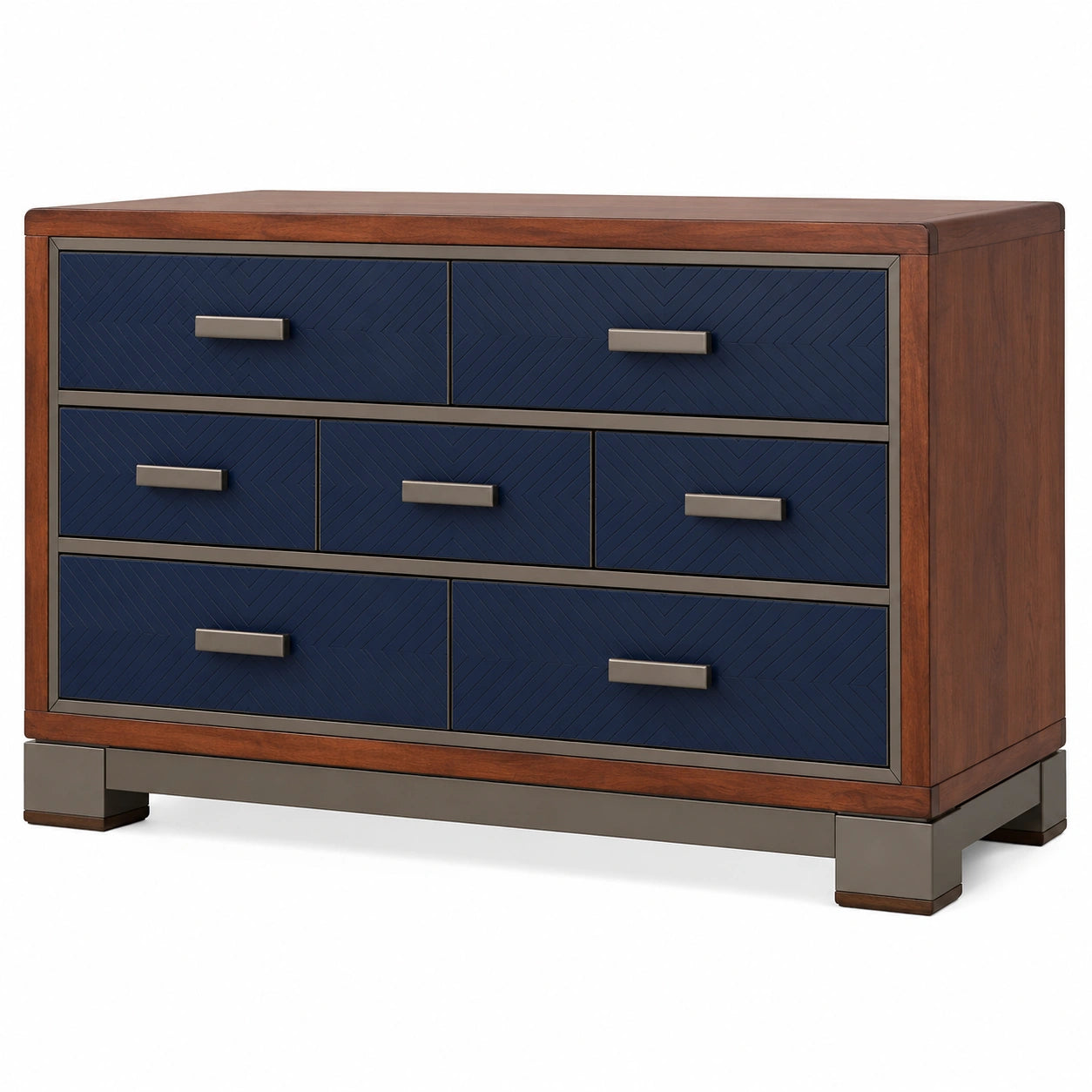 Cajonera de Madera y Metal con Frente Azul de 6 Cajones