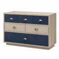 Cajonera de Madera con 5 Cajones Azul y Beige