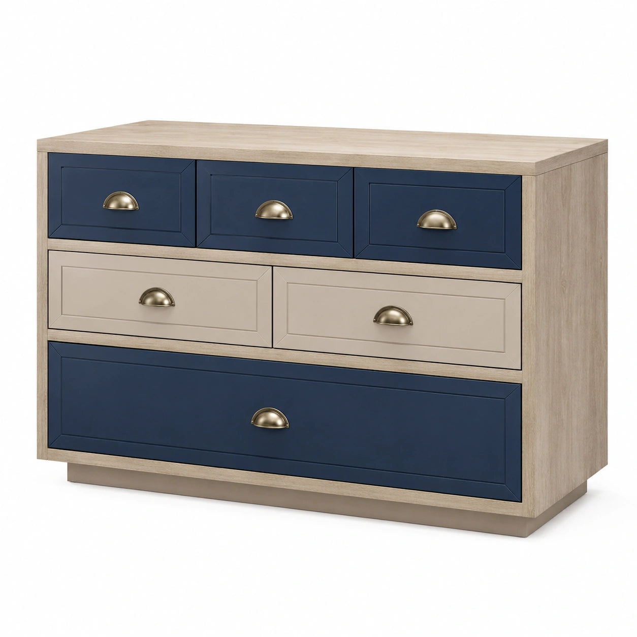 Cajonera de Madera con 5 Cajones Azul y Beige