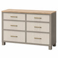 Cómoda con 6 cajones de MDF y chapa de roble 120x40x75 cm Beige y Gris