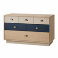 Cajonera de Roble con 6 Cajones Beige y Azul