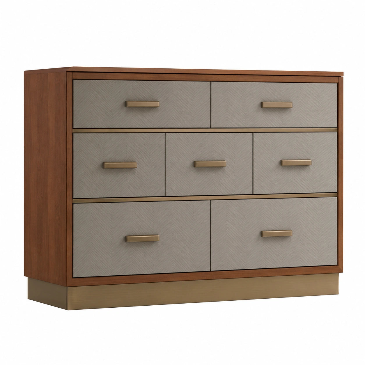 Cómoda de Madera con Cajones de MDF Gris y Base Metálica