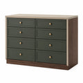 Cajonera de Madera y Metal con 8 Cajones Verde y Nogal