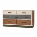 Cajonera de madera multicajones Beige/Gris/Marrón 120x40x80 cm