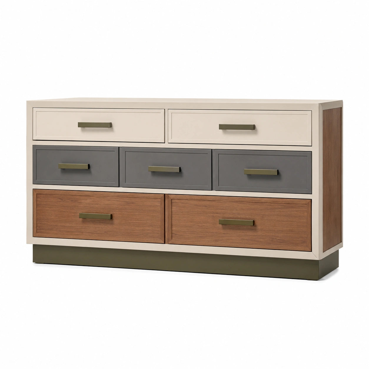 Cajonera de madera multicajones Beige/Gris/Marrón 120x40x80 cm