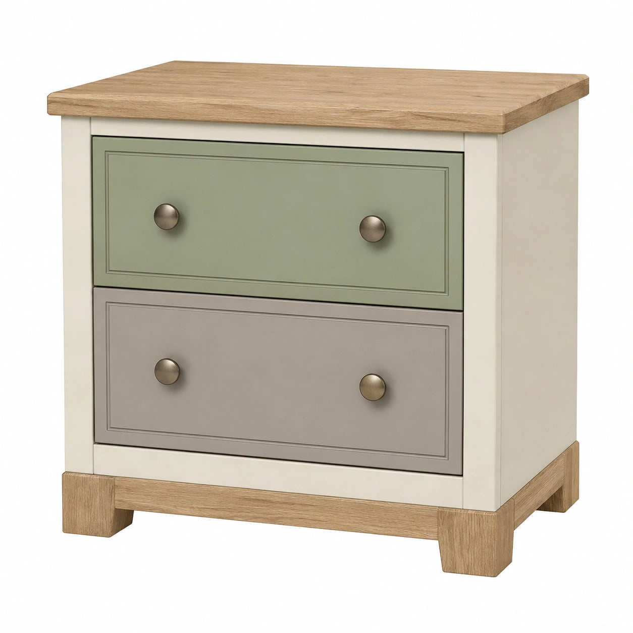 Cajonera de Madera y MDF con Frente Verde y Gris