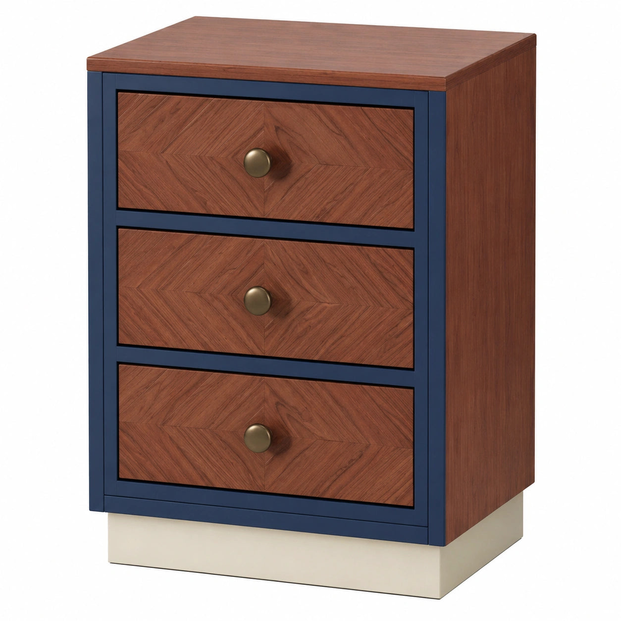 Cajonera de madera contrachapada y MDF con 3 cajones en Marrón y Azul