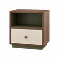 Mesita de Noche de Madera Maciza y MDF con Cajón