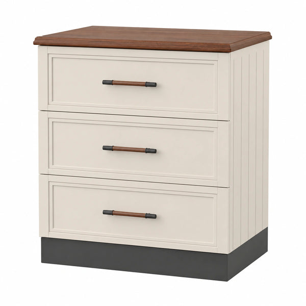 Cajonera de MDF con 3 cajones Beige y Negro