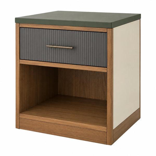 Mesita de Noche de Madera y MDF con Cajón