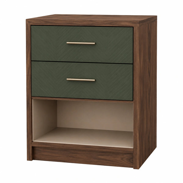 Mesita de madera con cajones verdes
