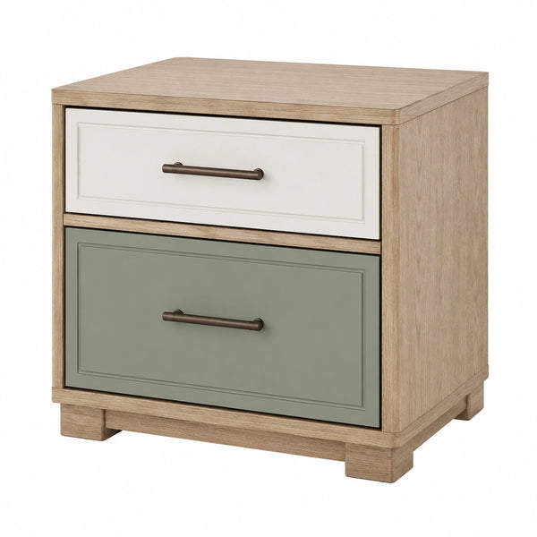 Mesita de noche de madera con 2 cajones de MDF