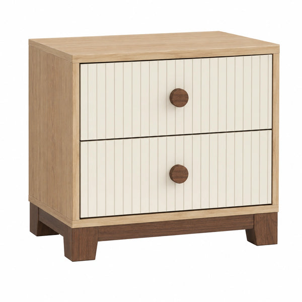 Mesita de Noche de Madera y MDF con 2 Cajones 50x40x55 cm