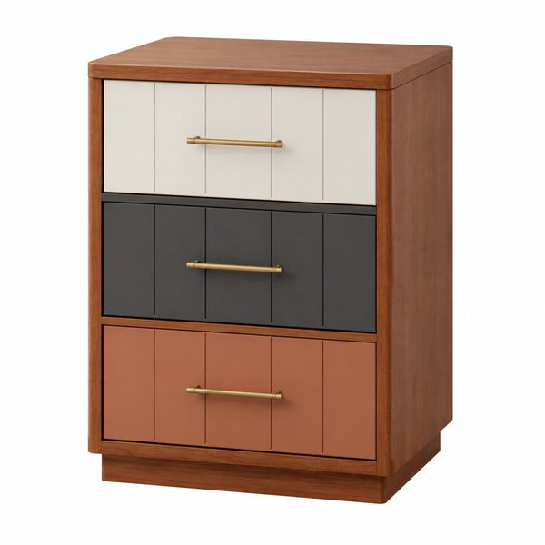 Cajonera de madera con 3 cajones de colores variados 60x40x90 cm