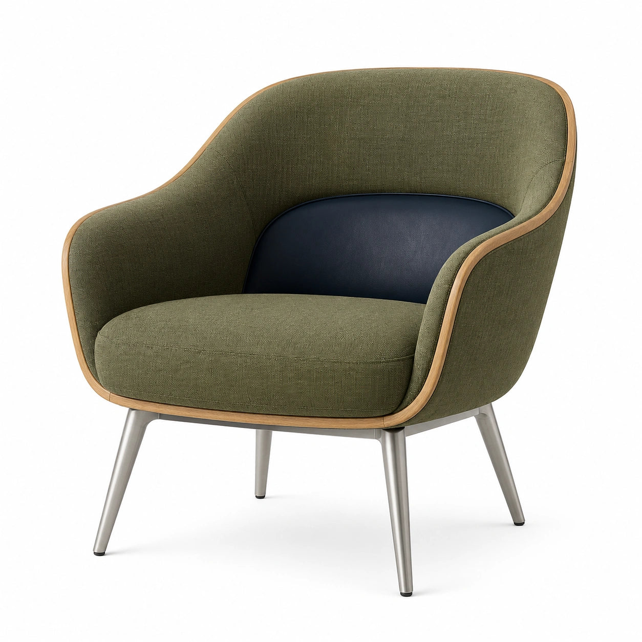 Sillón de Tela y Cuero con Patas Metálicas