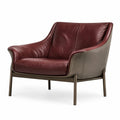 Sillón de Cuero Burdeos con Patas Metálicas