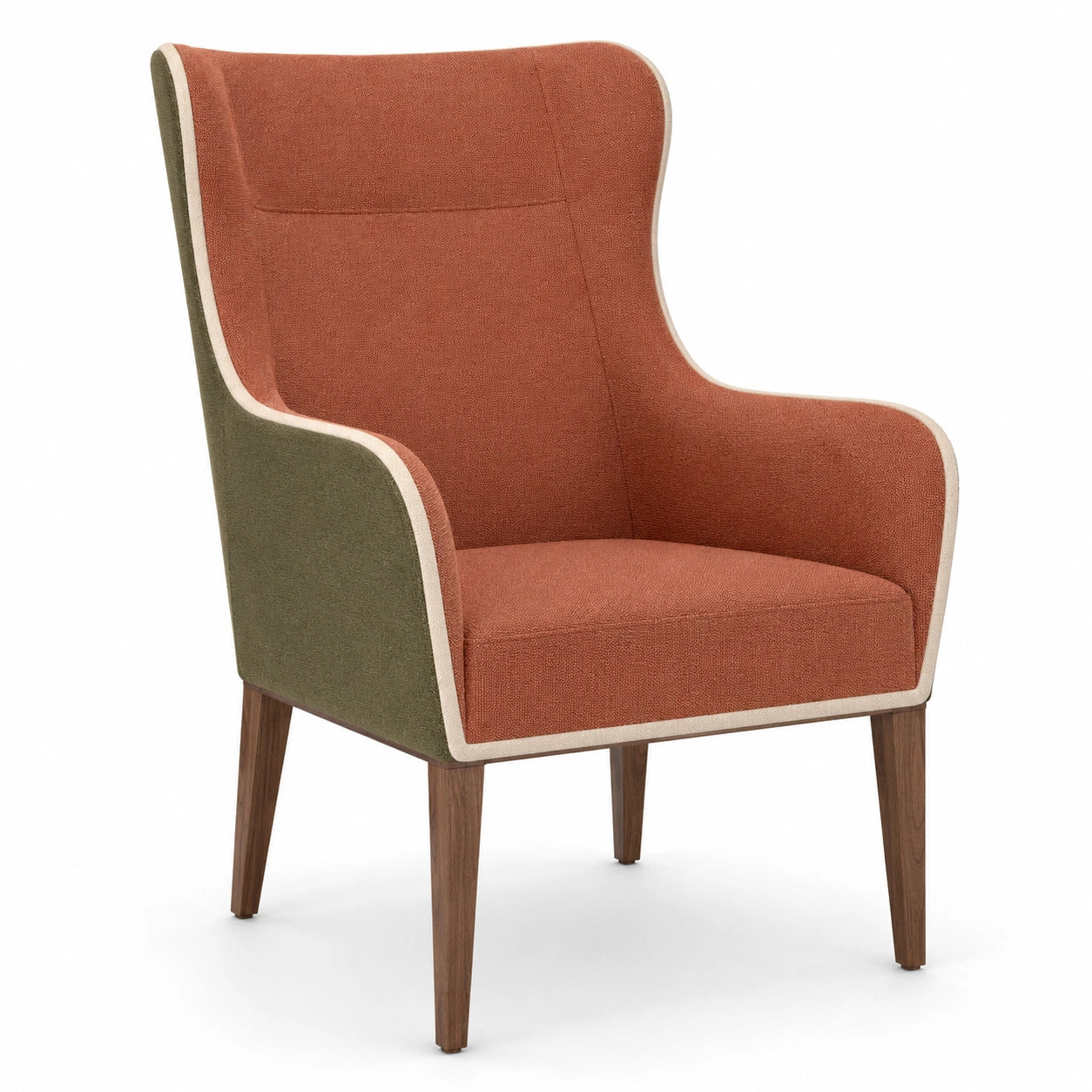 Sillón de Tela de Poliéster con Patas de Madera 100x70x80cm Naranja/Verde