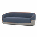 Sofá de 3 plazas con tapizado de poliéster azul y base gris
