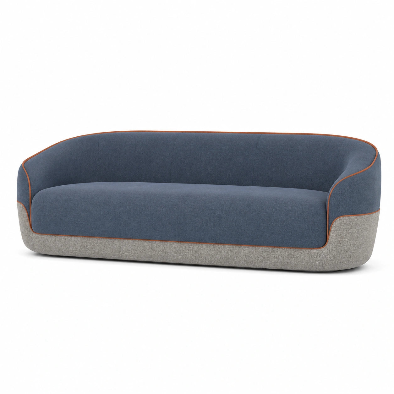 Sofá de 3 plazas con tapizado de poliéster azul y base gris