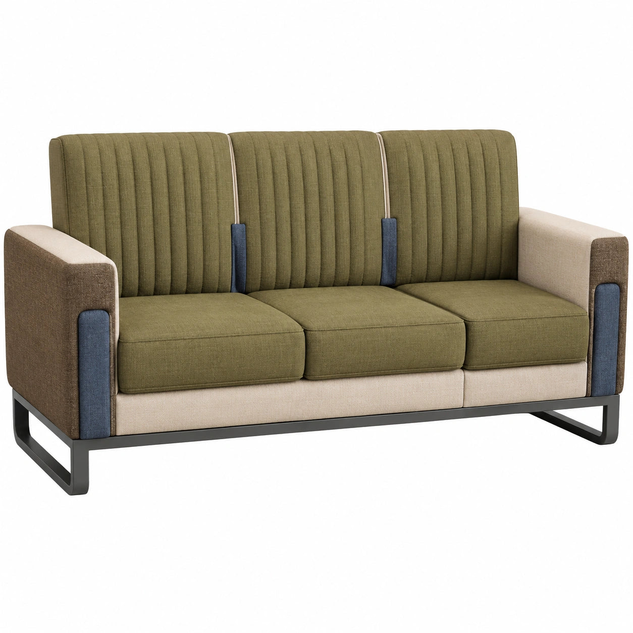 Sofá de 3 plazas de tela con estructura de metal 220x90x85 cm