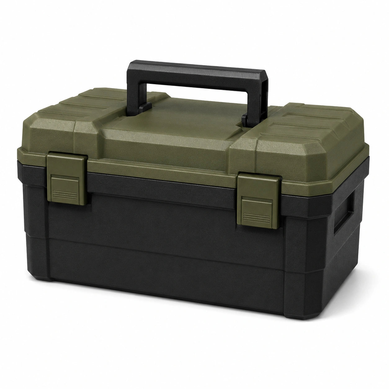 Caja de herramientas de plástico negro y verde 45x25x30 cm