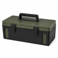 Caja de herramientas de plástico verde y negro