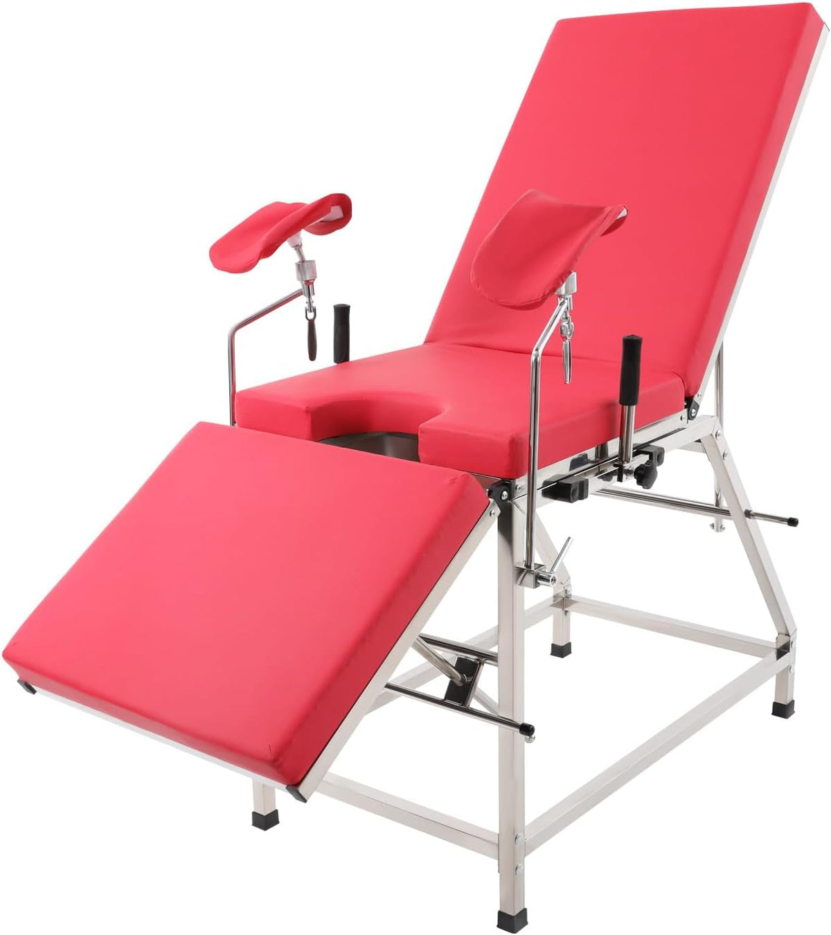 ARBGO Medizinische Stühle, 150 kg, 201 Edelstahl, Schwamm, PU, Rot, Gynäkologischer Untersuchungsstuhl, Verstellbarer gynäkologischer Stuhl