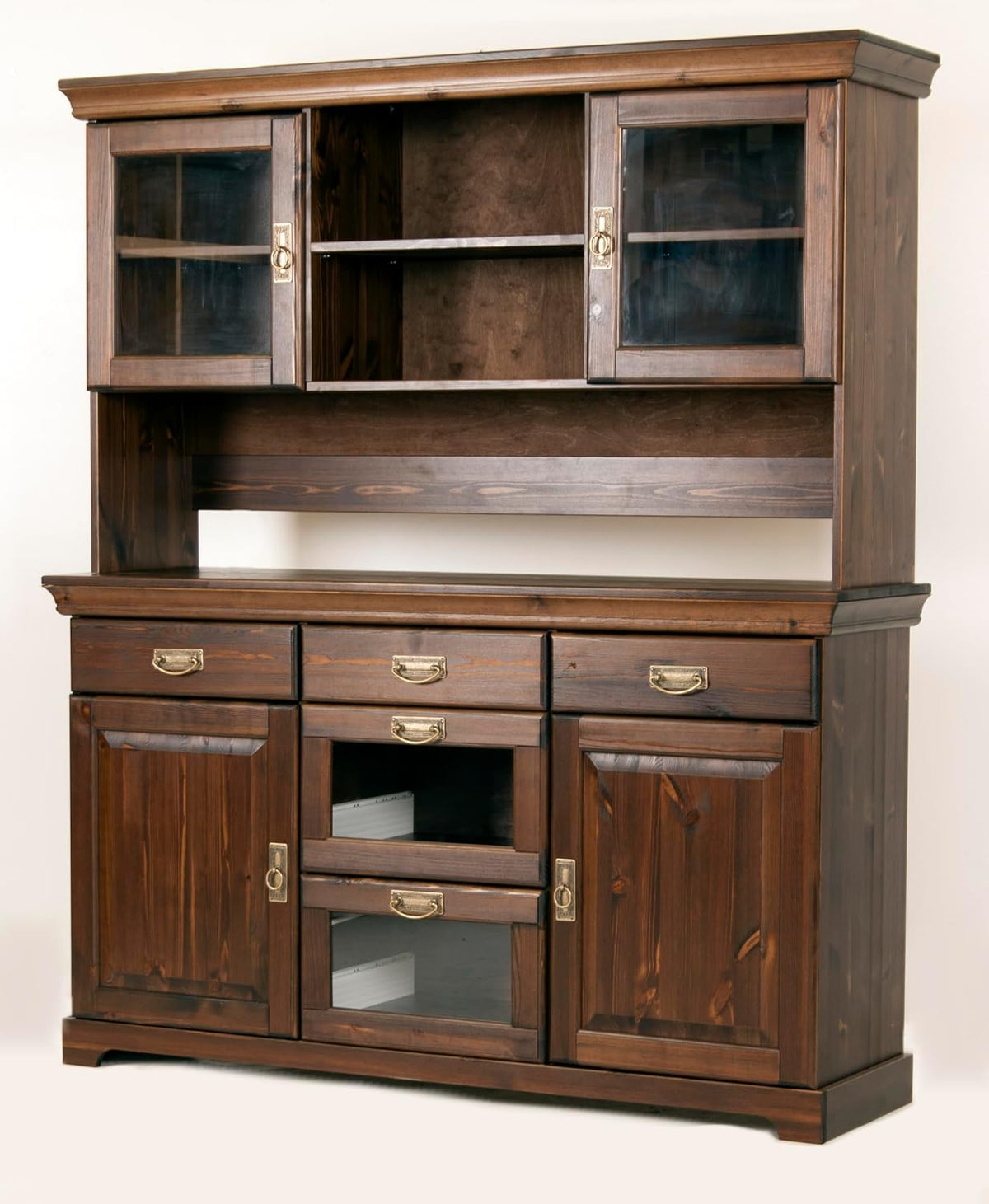clever-moebel Sideboard, Dunkelbraun, Buffet, Kommode aus Kiefernholz, Küchen-Schrank, Anrichte